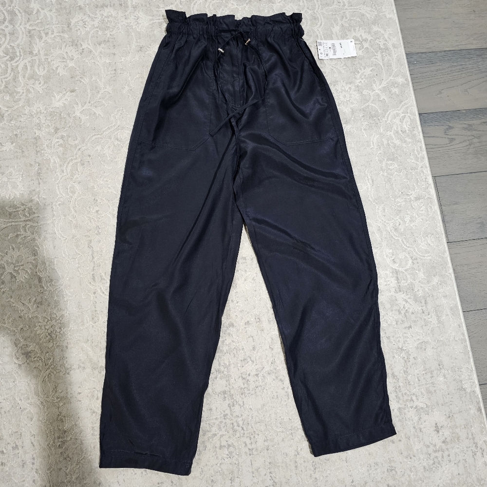 NWT Zara Dark Blue‎ High Waist Lightweight Joggers size Medium